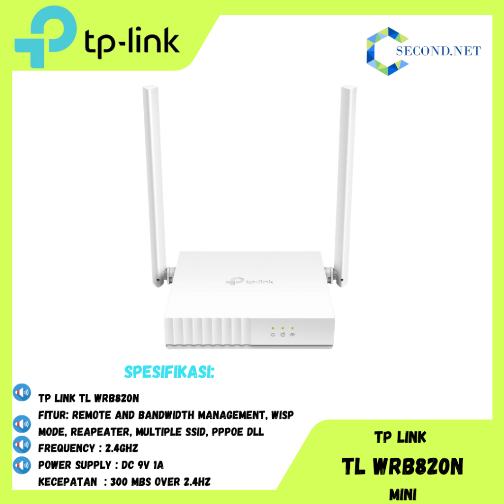 Image showcasing Router TP-LINK TL-WR820N WIRELESS 300MBPS USED MIGRATION REMOVE INCLUDE ...