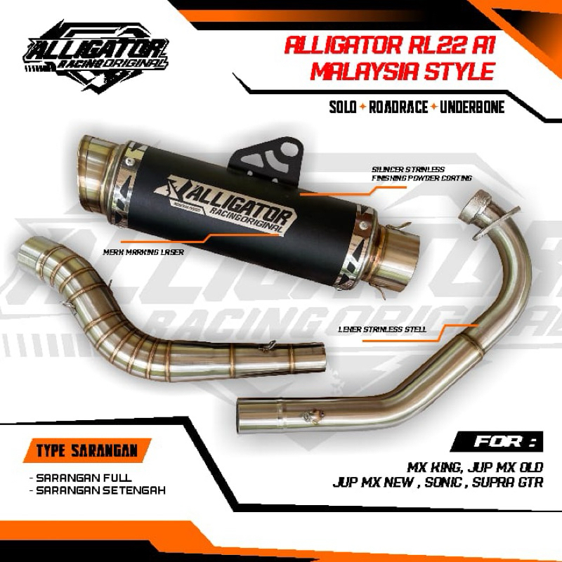 Malaysian Style Alligator Exhaust type RL22 A1 SONIC SUPRA SATRIA FU ...