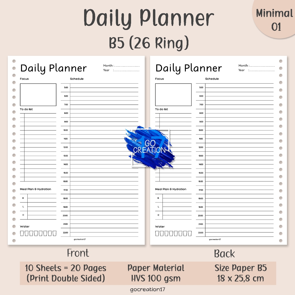 Simple Minimalist B5 Daily Plan Binder Filled Paper Planner Book ...