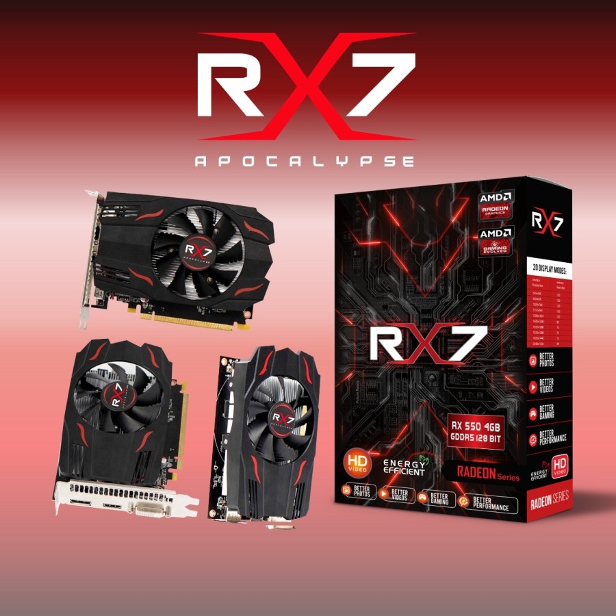 VGA RX7 RX 550 4GB GDDR5 128 BIT REAL CAPACITY OFFICIAL 1 YEAR WARRANTY ...