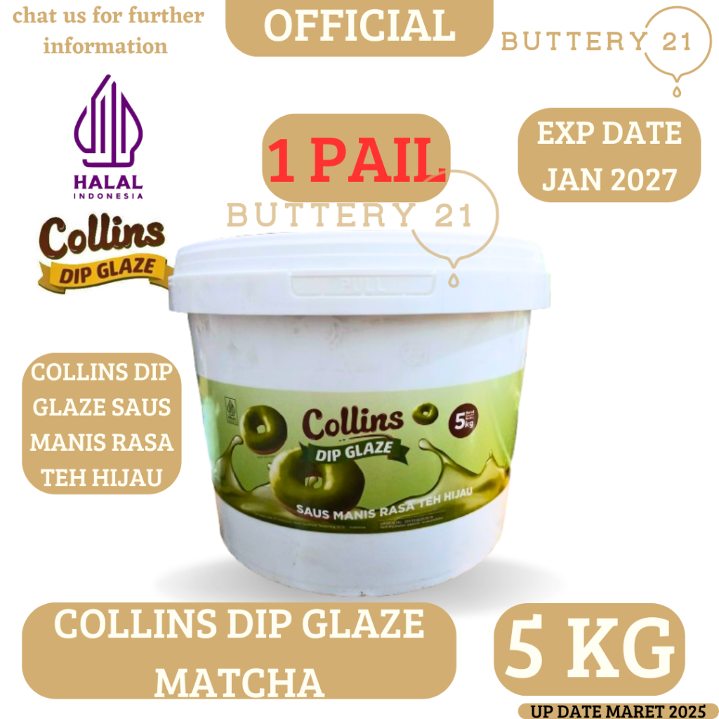HIJAU COLLINS DIP GLAZE MATCHA 5 KG/COKELATE COLINS/COLINS SAUS SWEET ...