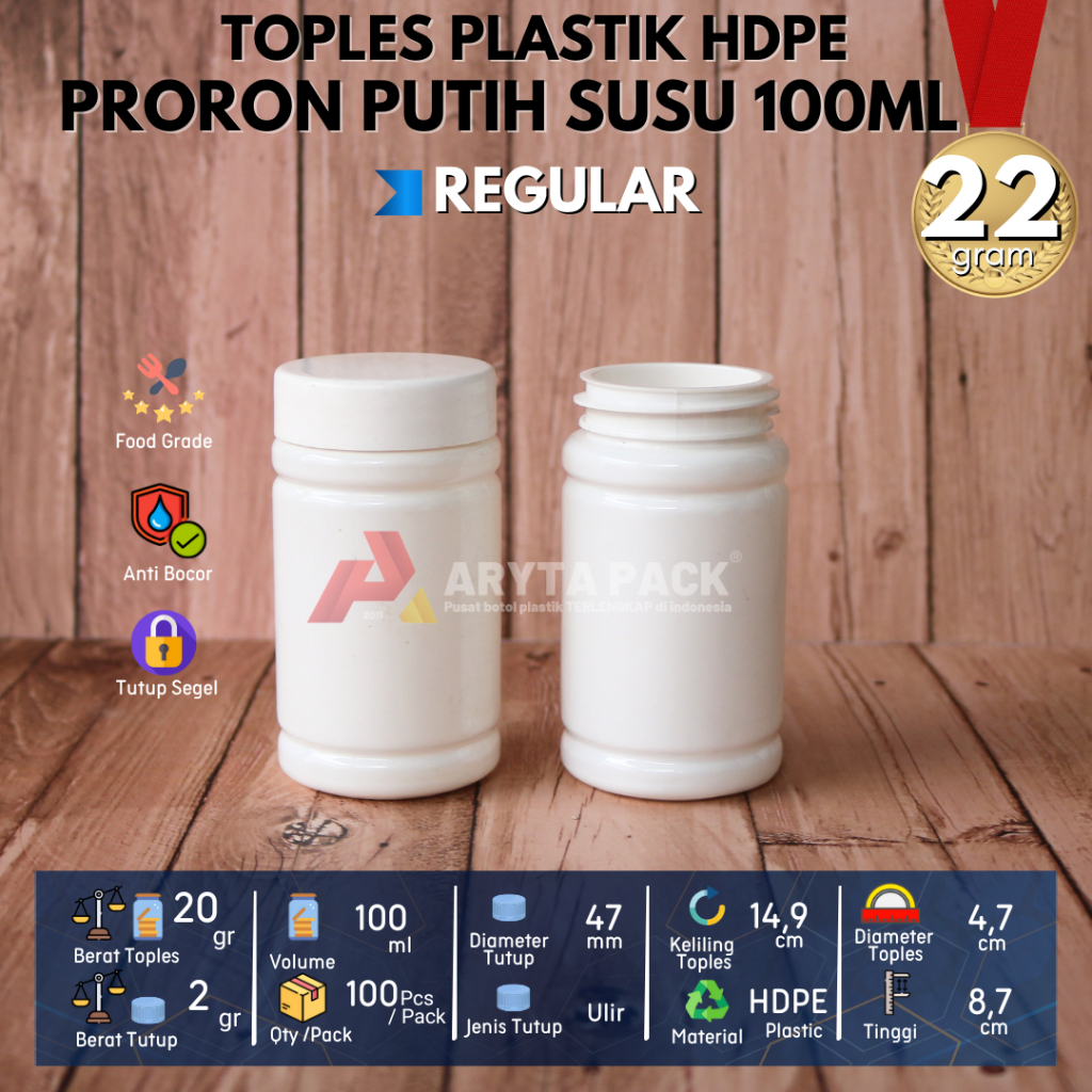 PET plastic jar 100ml proron milk white capsule screw cap - FLASH ...