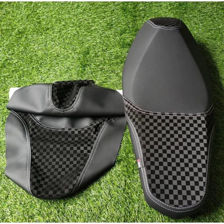 Premium Synthetic Leather Motorcycle Seat Cover with Chess Mix - Tear ...