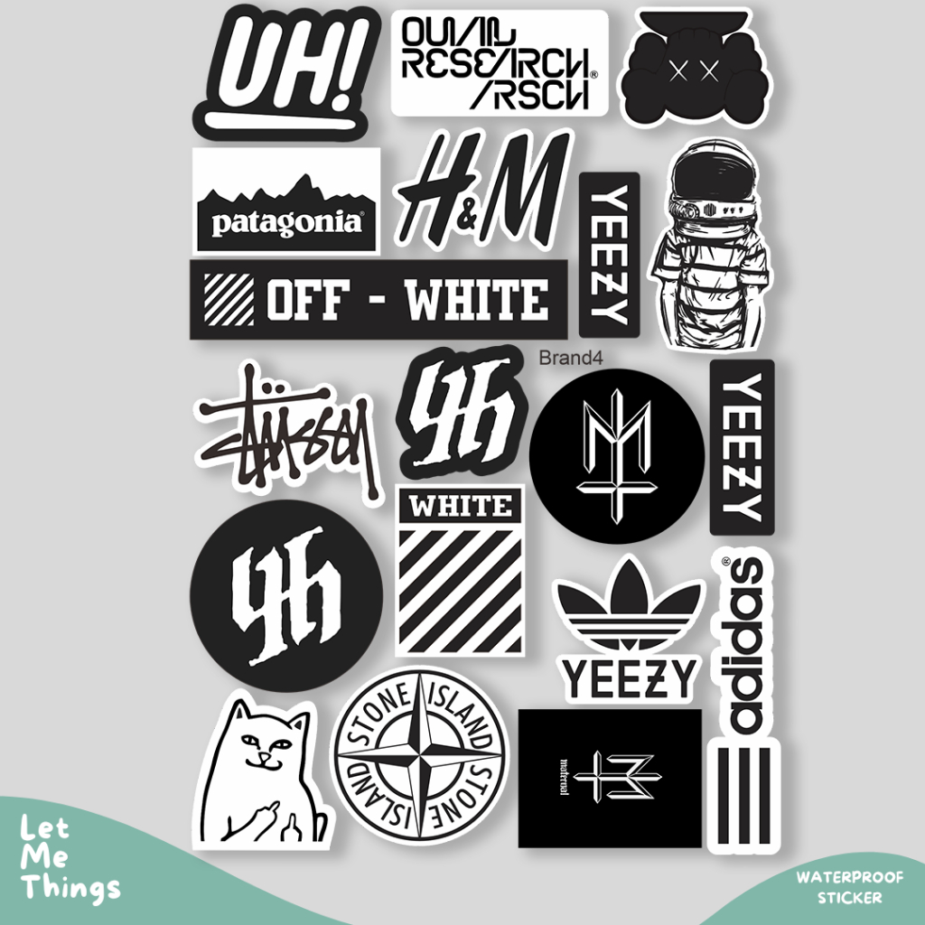 Sticker pack brand aesthetic stussy maternal yeezy || Motorcycle helmet ...