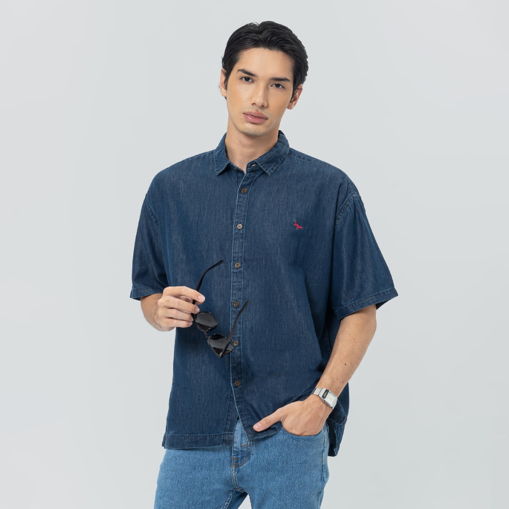 KEMEJA EDWIN JEANS Men's Short Sleeve Shirt, Tencel Material