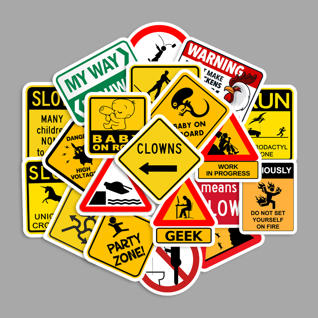 Sticker PACK - ROAD SIGNS PARODY | Suitcase STICKER TUMBLER STICKER ...