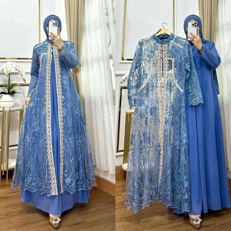 Amora DRESS Imported Burkat DRESS Mix Burkat Lace Outer Full Burkat ...