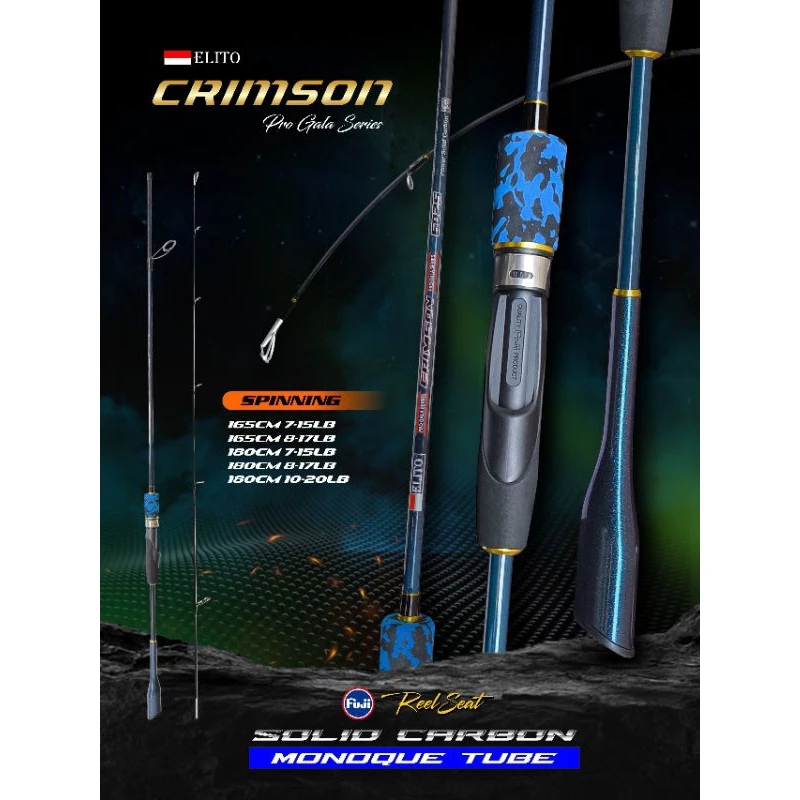 Elito CRIMSON Type Spinning Solid Carbon Monoque 165/180 Fishing Rod ...
