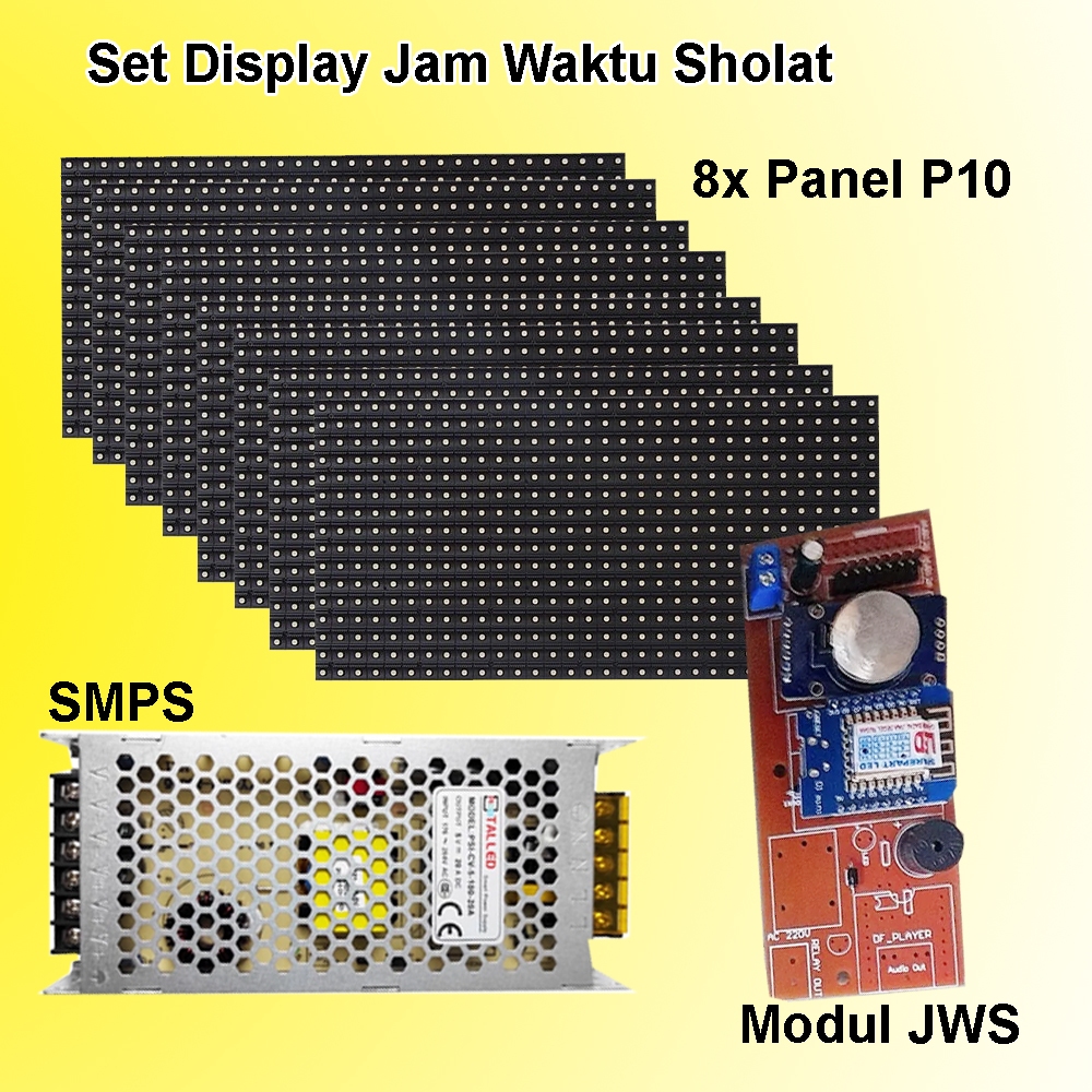 Mosque Prayer Time Clock Display Set - 8 P10 Panels + JWS + SMPS Module ...