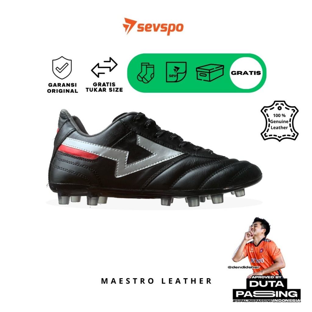 Sevspo Maestro Leather Football Shoes - Pearl Black / The Most ...