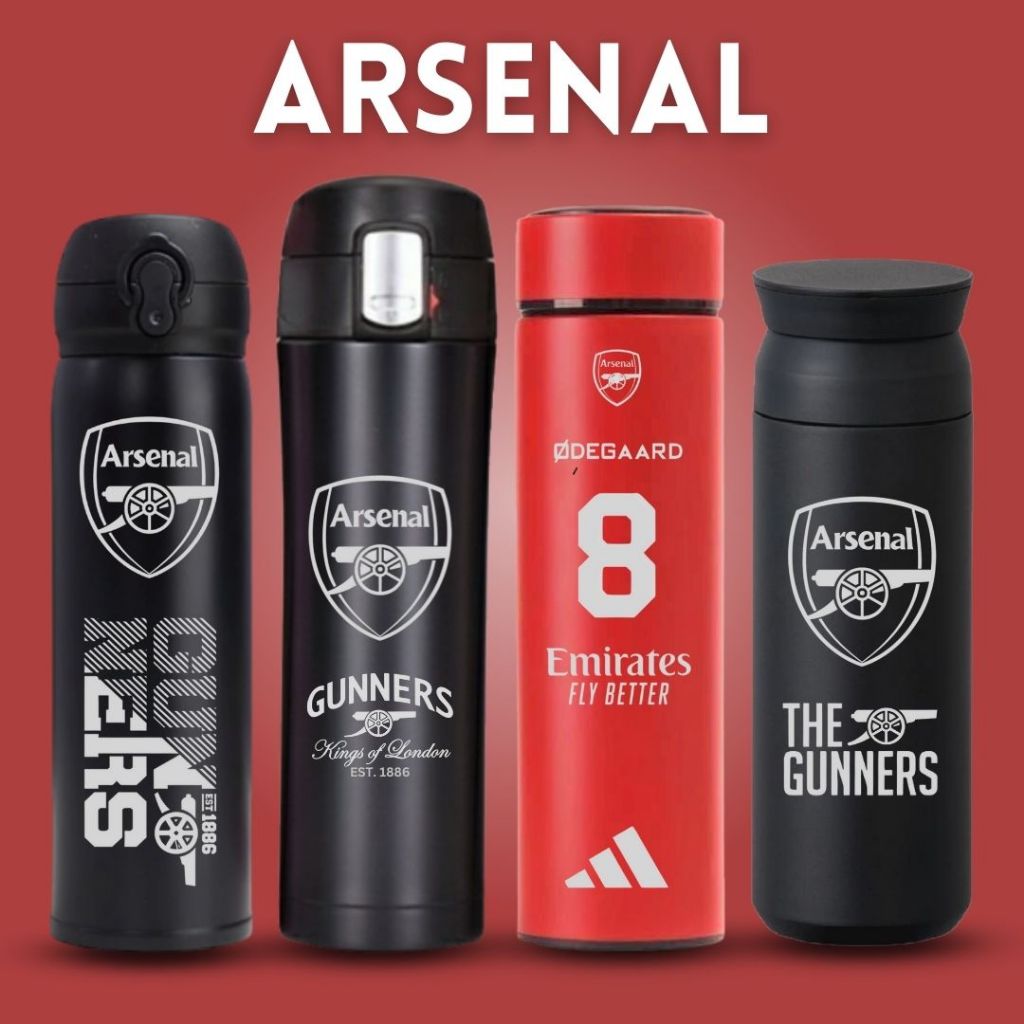 Thermos Arsenal F.C. Officielle - Bouteille Isotherse 236ml En Acier Inoxydable - Rouge - Pour Supporters