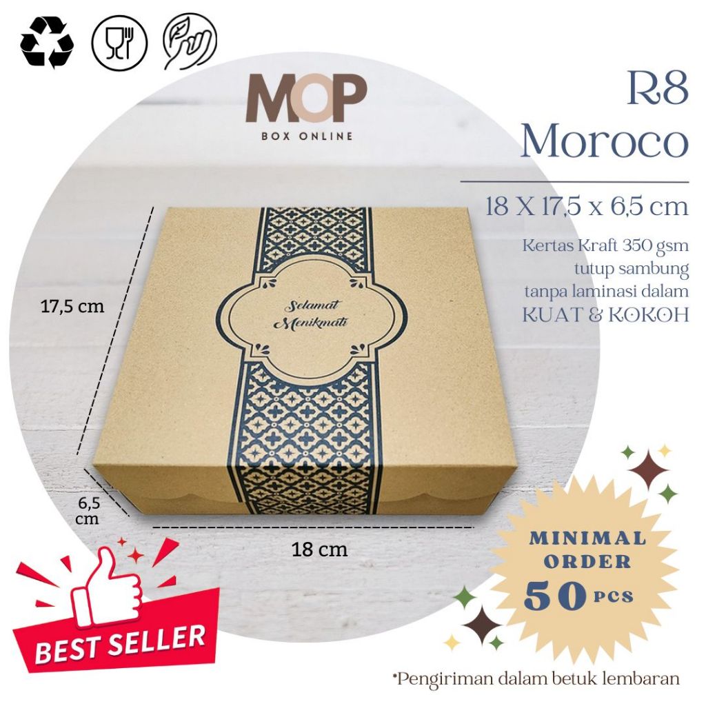 Rice Box 18x18 R8 Kraft MOROCO Rice Box Kraft Catering Craft Box Blue ...