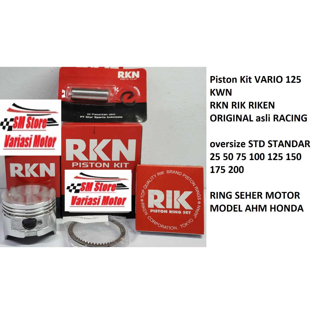 Piston Kit VARIO 125 KWN RKN RIK RIKEN ORIGINAL genuine RACING oversize ...