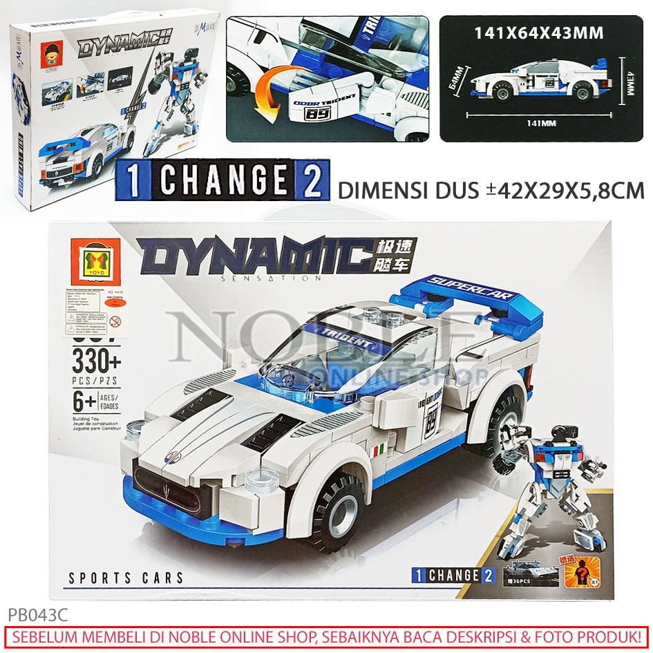 1 Change 2 Robot Racing Car Sports White Car Brick Puzzle Disassemble ...