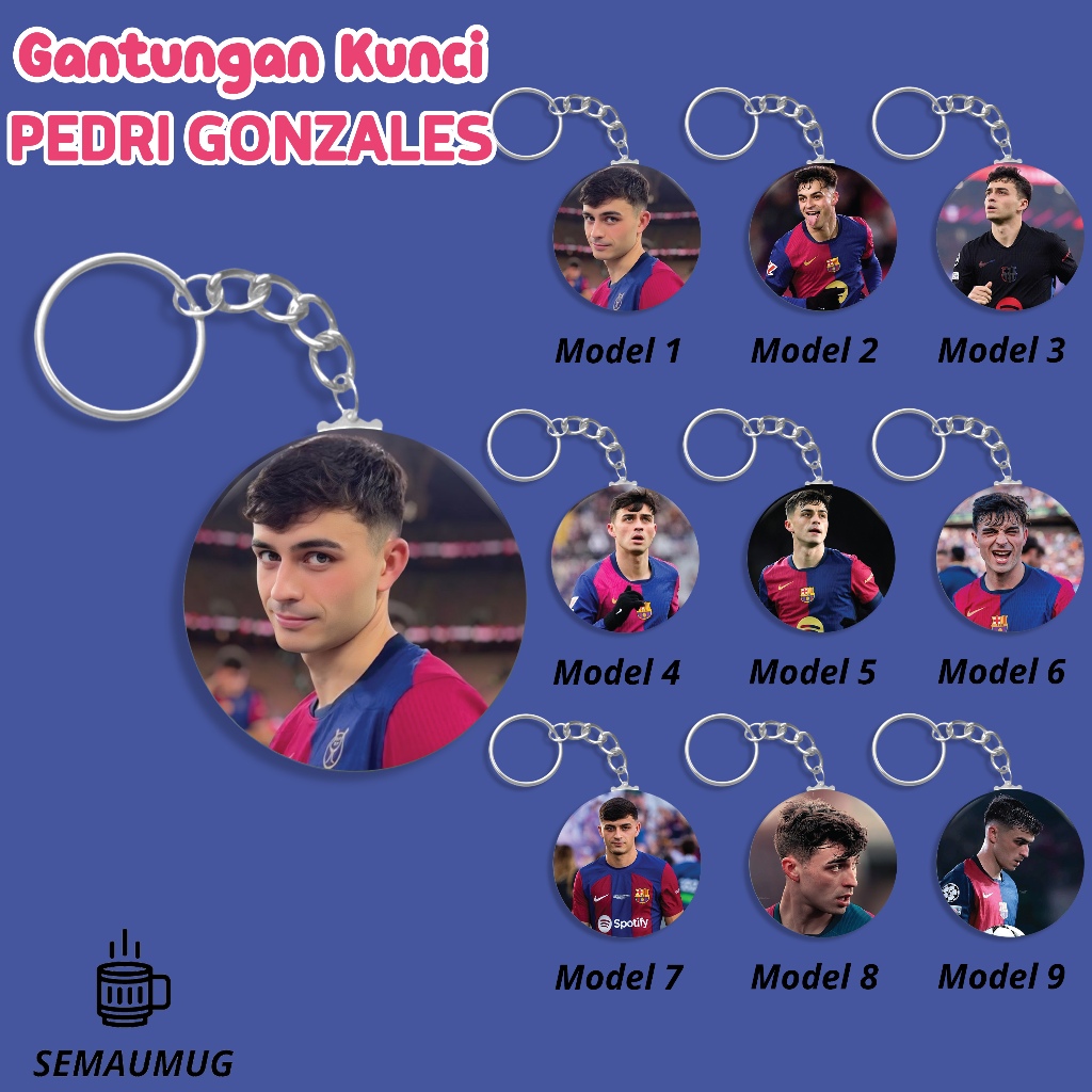 GANTUNGAN PEDRI GONZALES KEYCHAIN GIFT ROUND HANDLE CUTE BALL PRINT ...
