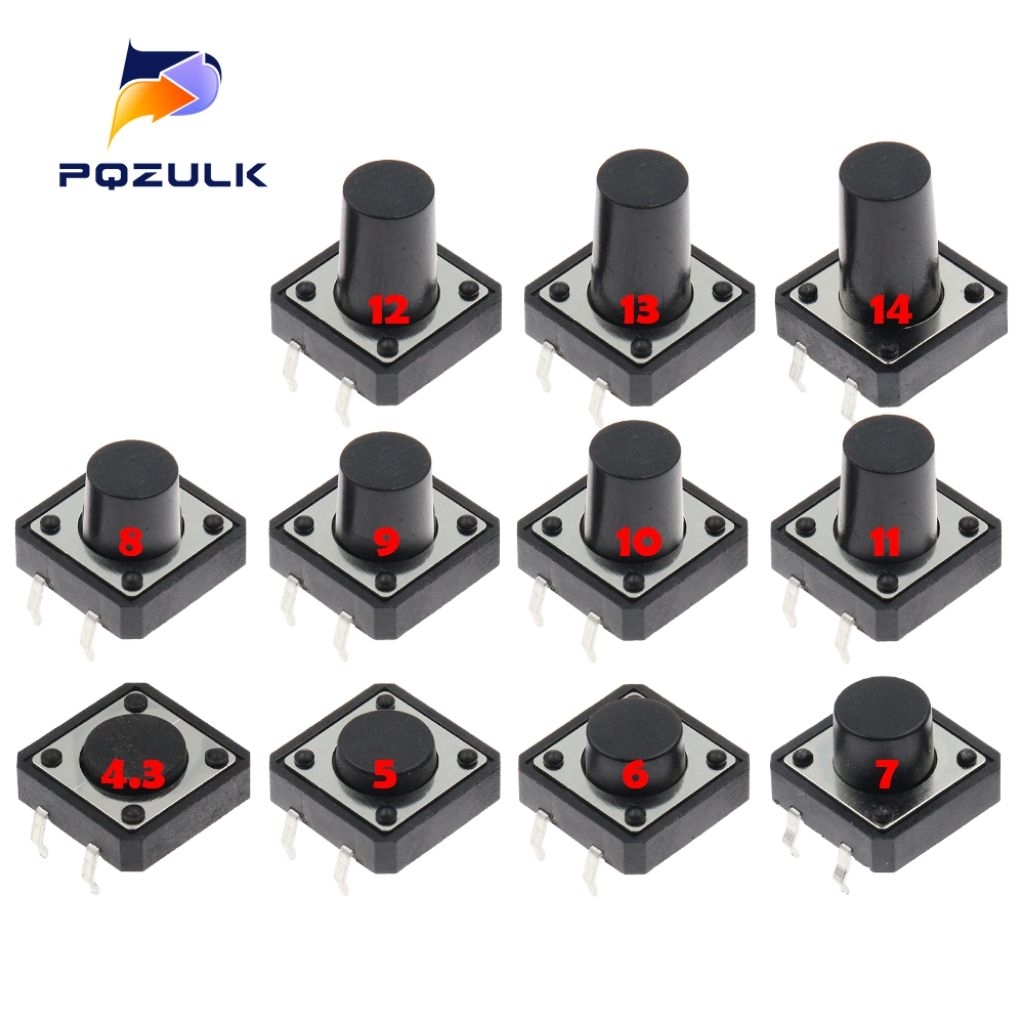 TOMBOL Tactile Switch 12x12xH=? Push Button Reset Momentary Button ...