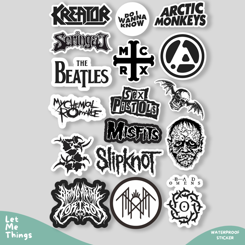 Sticker pack band mcr bmth artic monkeys bad omes || Helmet Stickers ...