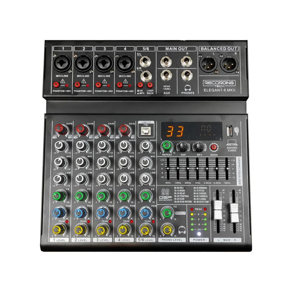 Recording Tech ELEGANT 6 MK2 Elegant6 MK2 6 Channel USB Audio Mixer ...