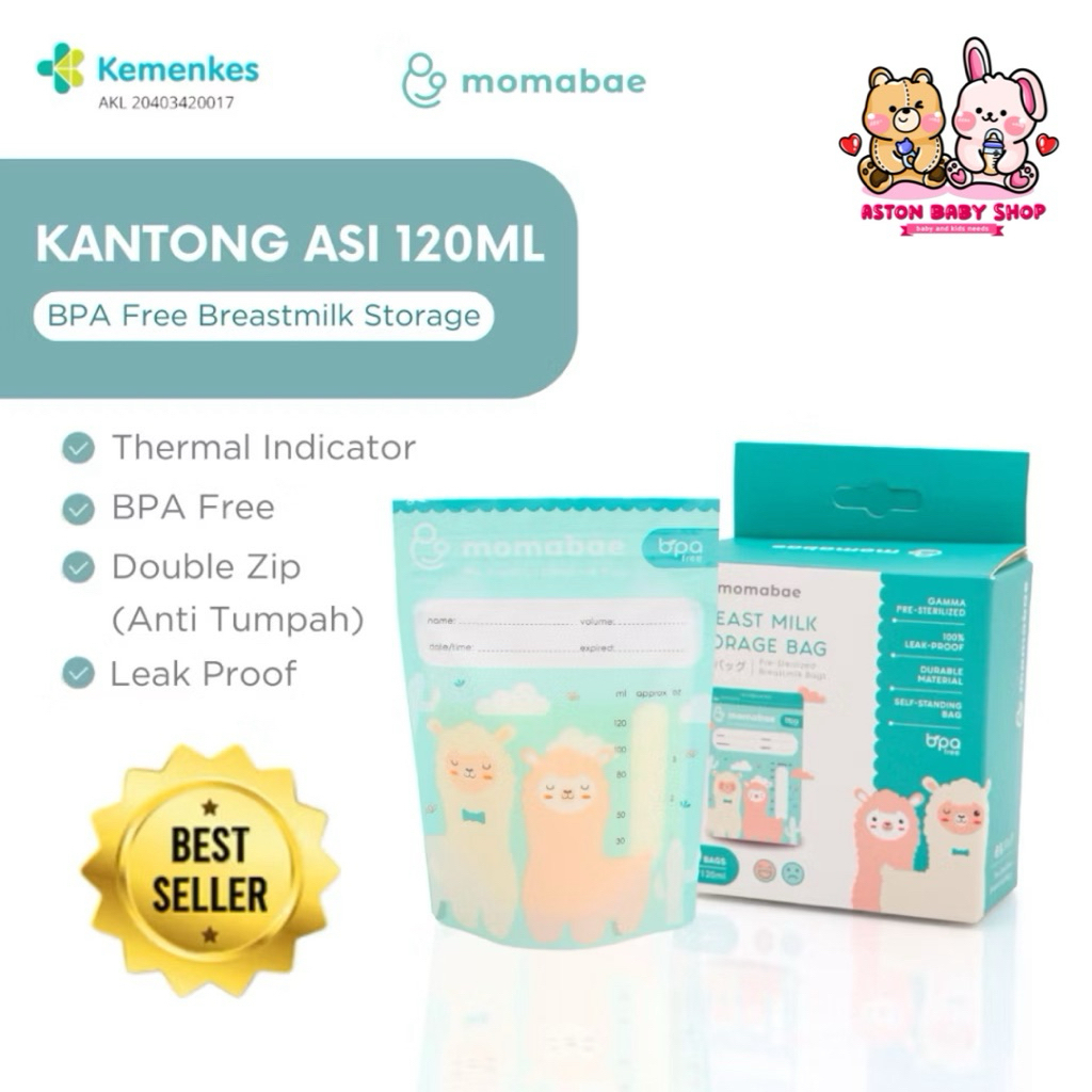 Momabae Pre Sterilized Breastmilk Bag 120 + 20 ml Thermal Sensor ...