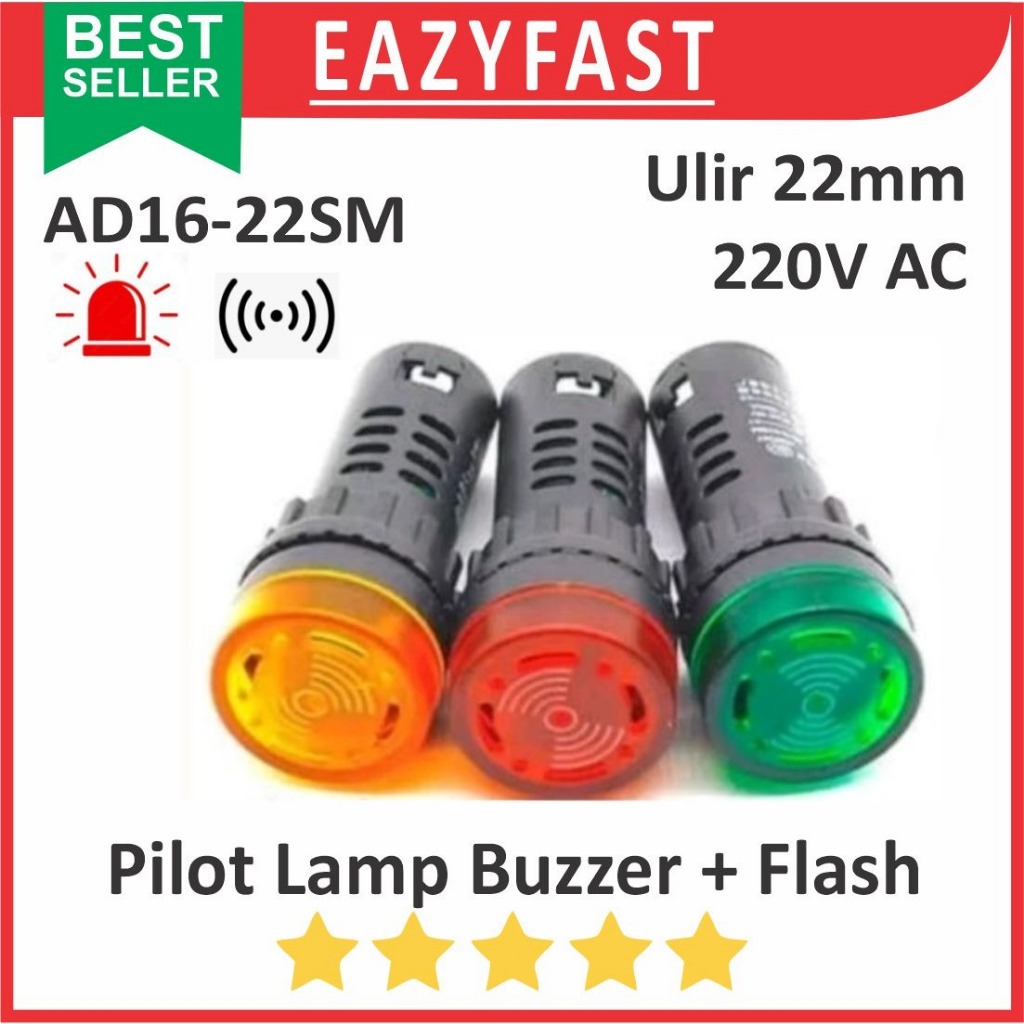 Pilot Lamp LED Flash Buzzer Beep AD16-22WM Blink 22mm 220V AC 220 VOLT ...