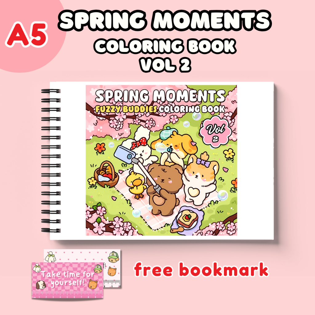 Spring MOMENTS VOL 2 Fuzzy Buds Coloring Book For Kids Adults Healing ...