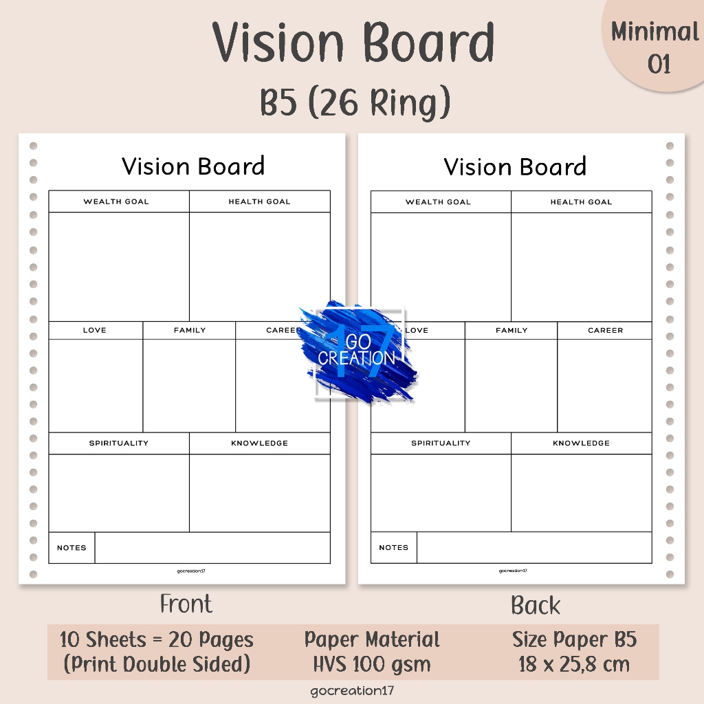 Simple Minimalist B5 Binder Vision Board Filled Paper Planner Book ...