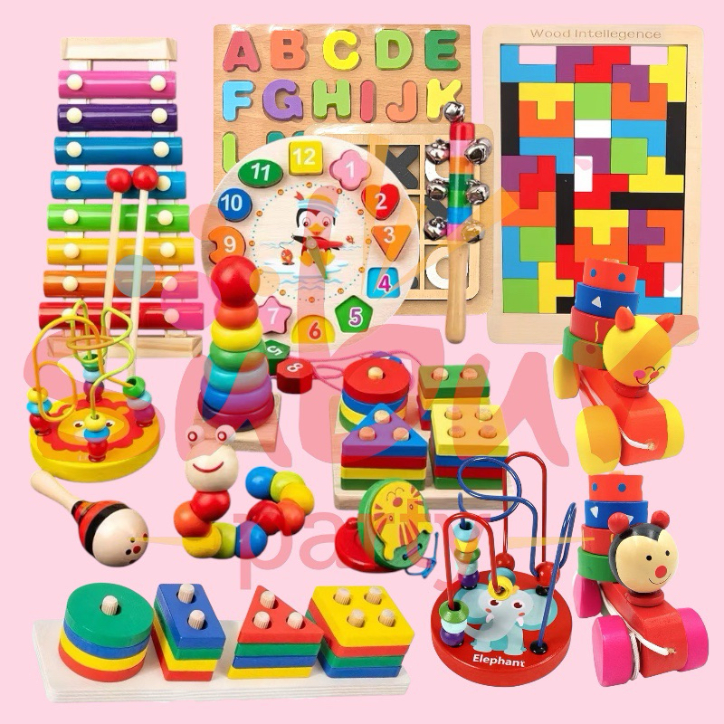 Children's Educational Toys Basic Wooden Round Beads Clock Puzzle 3D ...
