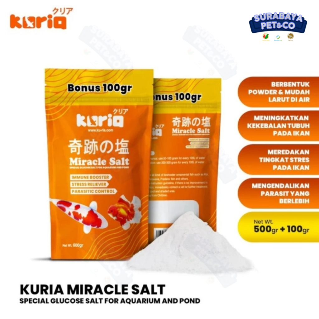 SURABAYA PET CO KURIA Miracle Salt 500gr+100gr Fish Salt Stress ...