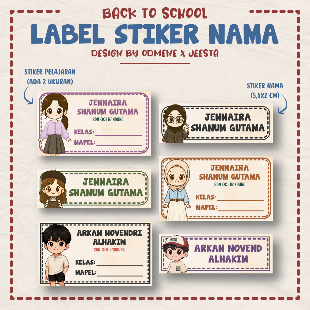 Custom Lesson Name Stickers School Name Sticker/s Minimalist Aesthetic ...