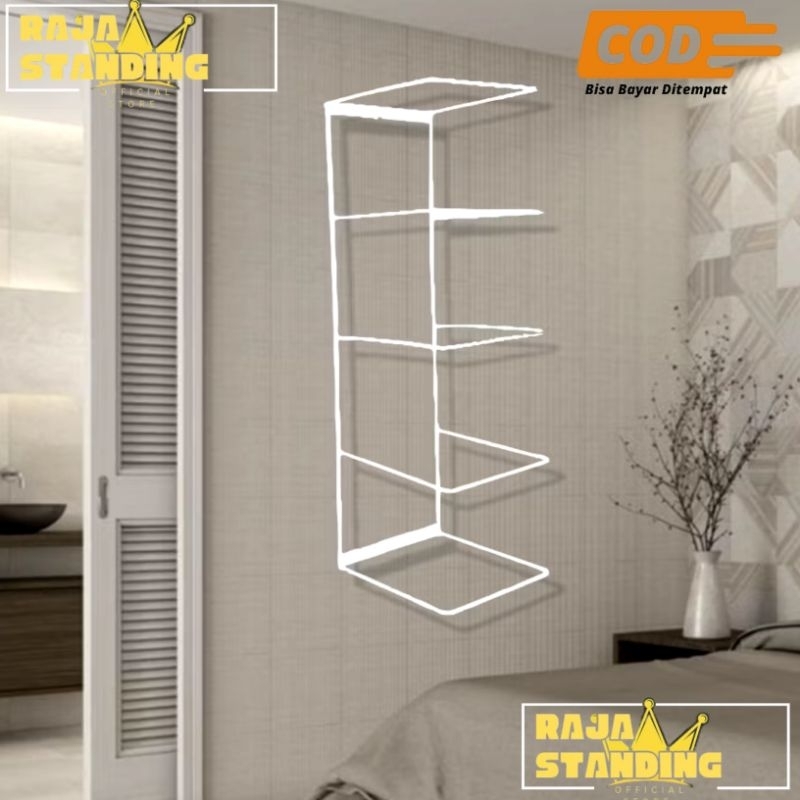 HITAM PUTIH | Shoes holder display rack 2-5 layers, vertical wall ...