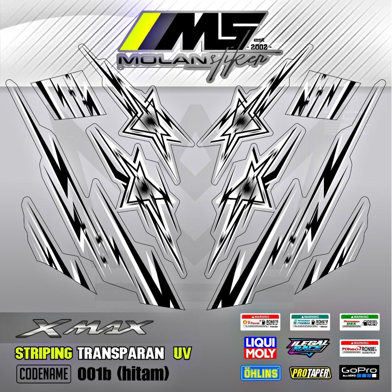 HITAM Decal Sticker Striping Transparent Variations Uv Xmax Old Xmax ...
