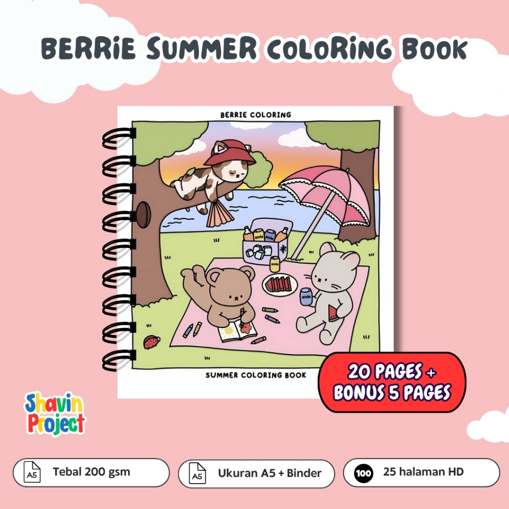 Coloring book Berrie and Friends summer Coloring Pages 25 Pages 200gsm ...