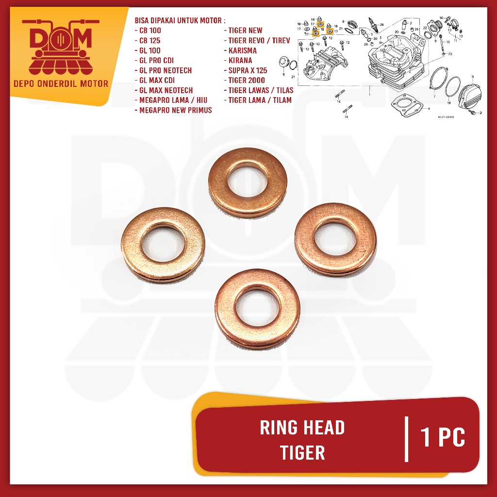 Tiger M8 Cylinder Head Ring Price Per Set of 4 (PSP) Copper Cylnder ...