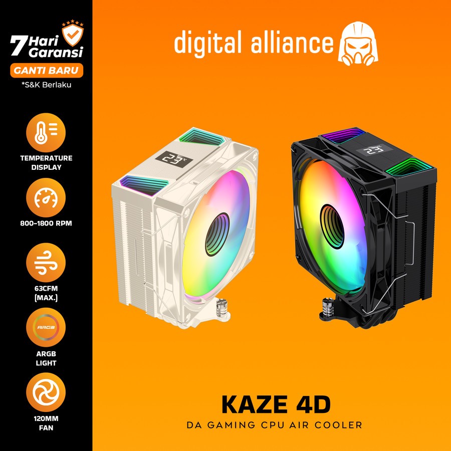 Digitall Alliance CPU Cooler Fan Intel & AMD KAZE 4D Digital Led ARGB ...