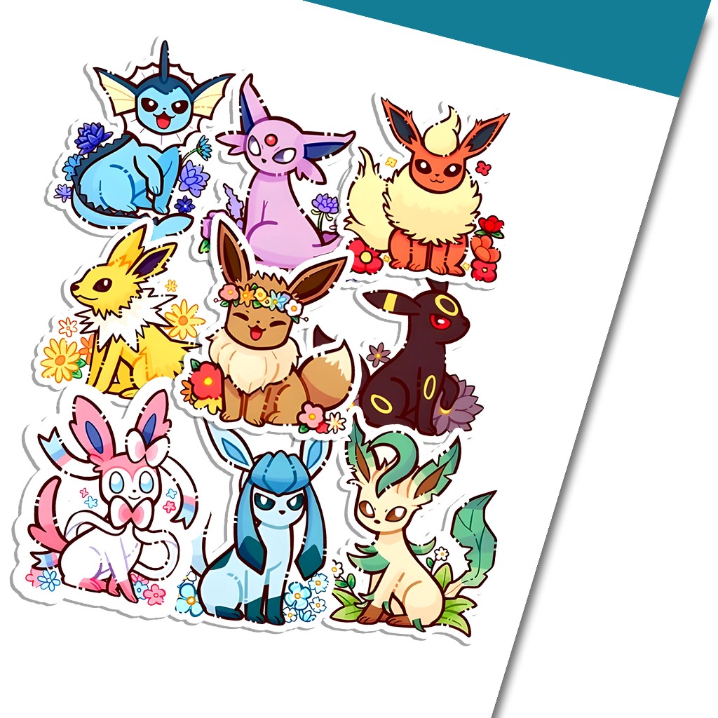 Pokemon Eevee Evolution Aesthetic Anime Sticker Waterproof Sticker ...