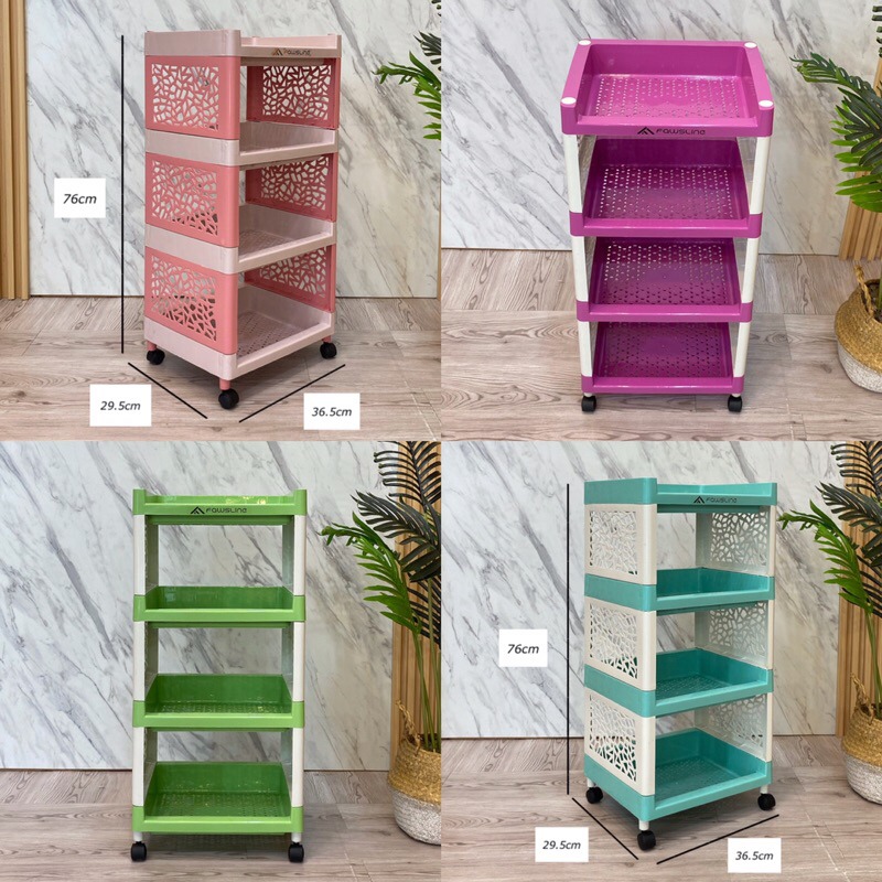 4-LAYER FAWSLINE SHELF + WHEELS || 4 TIER TROLY SHELF || MULTIPURPOSE 4 ...