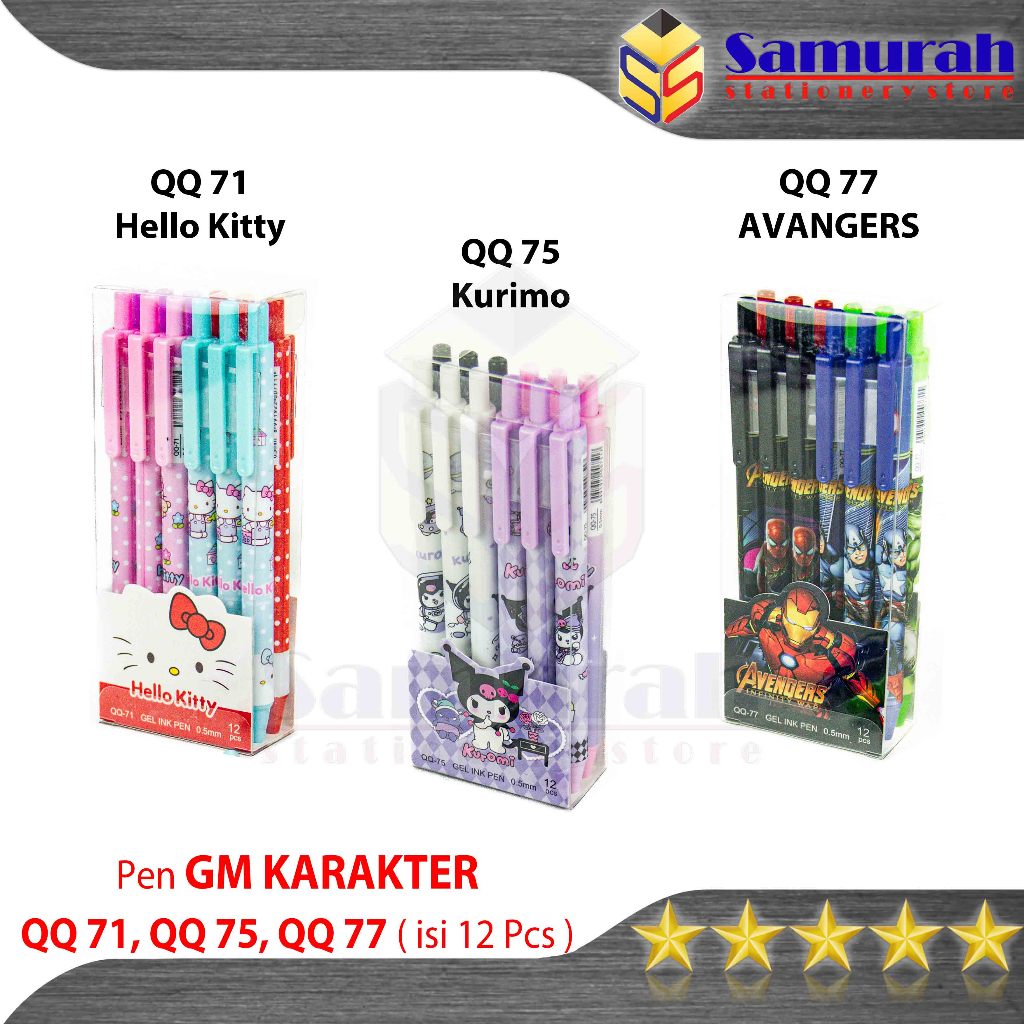 Fancy Gel Ink Pen Cute Motif Per Dozen / Black Ink Gel Ball Pen 0.5 mm ...