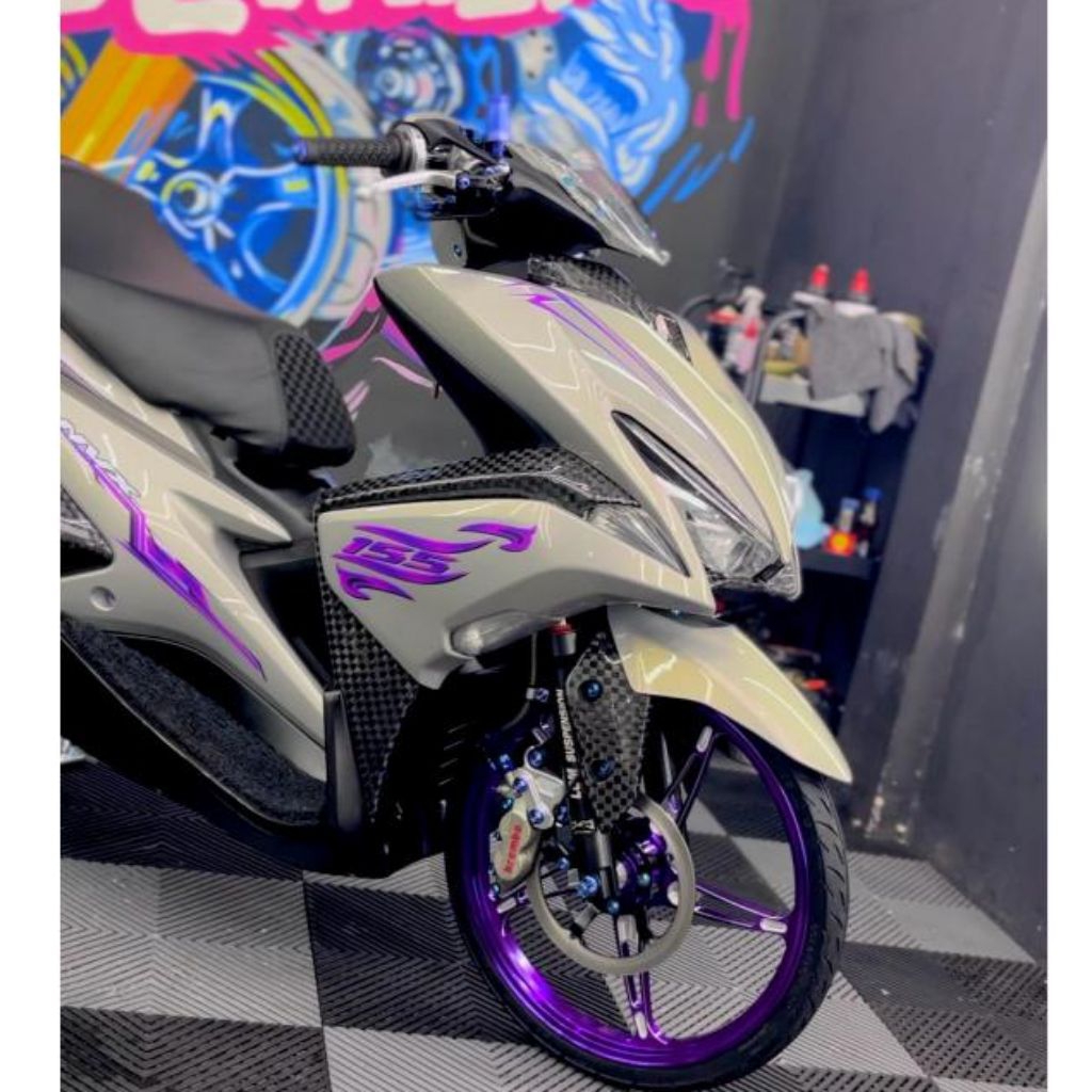AEROX OLD 155 CUSTOM BATIK SERIES PURPLE TRANSPARENT STRIPING | Shopee ...