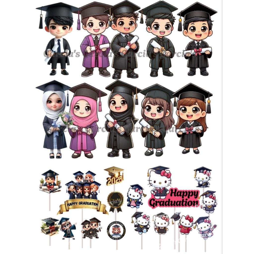 (content of 3) graduation topper / graduation topper / greeting card ...