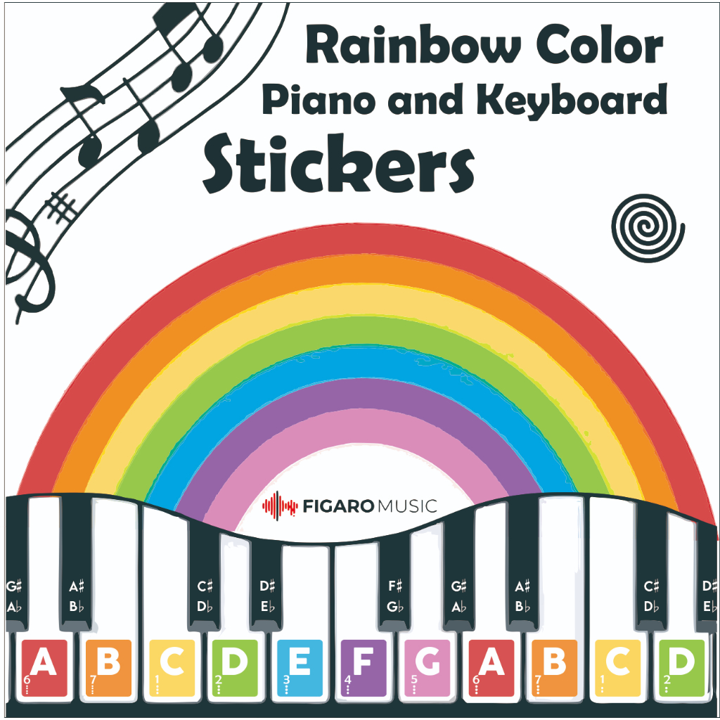 Rainbow Color Keyboard Piano Keys Label Sticker Letter and Number ...