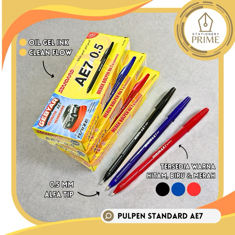 HITAM MERAH Standard AE7 Pens / Pens Black Red Blue (1 dozen contains ...
