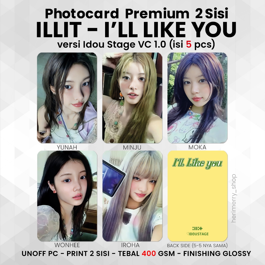 5 PCS) ILLIT I'LL LIKE YOU CHERISH Photocard - Premium PC 2 Sides