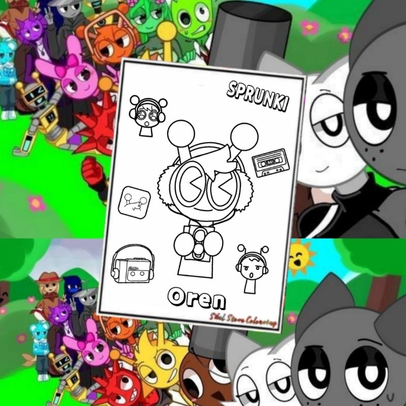 Sprunki Collection Theme Children's Coloring Paper / Drawing Paper (15 ...