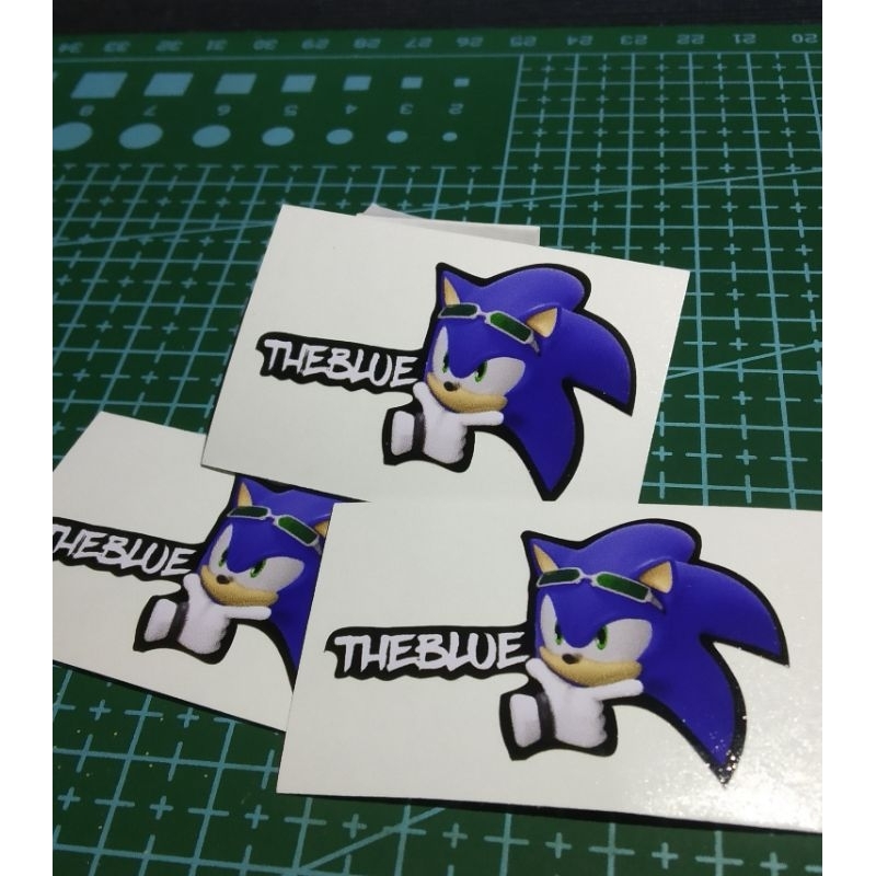 Sonic the blue animated character stickers for laptops, PCs, motorbikes ...