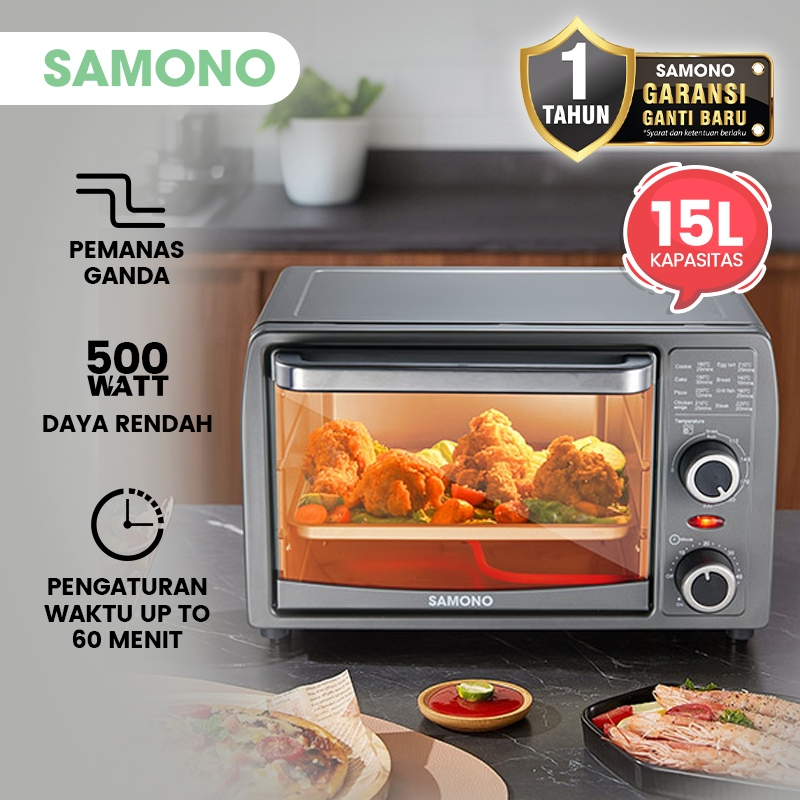 SAMONO SW-EOG15 Electric Oven 15L 500 Watt Timing 60 Minutes Dual ...