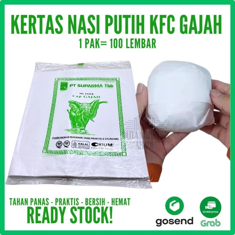 KFC Gajah Rice Paper 100 Sheets/ Oil Rice Paper / Burger Paper / Kebab ...