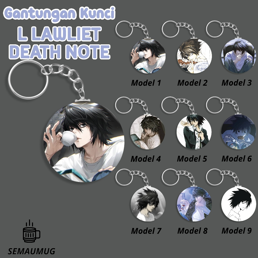GANTUNGAN L LAWLIET DEATH NOTE KEYCHAIN CUSTOM PRINT ANIME ROUND ...
