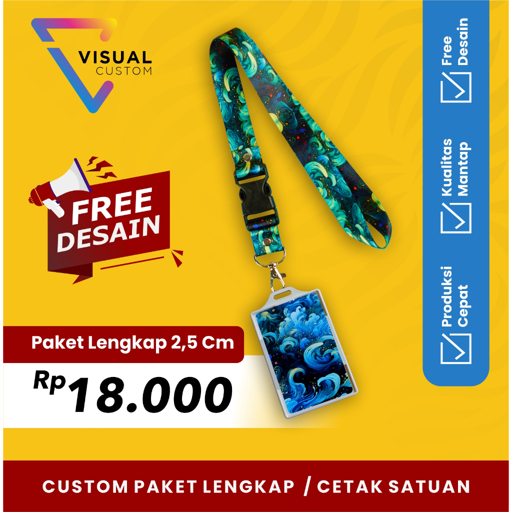 GANTUNGAN Complete PACKAGE 2.5 CM TWO SIDES + PVC ID CARD + FRAME / CUSTOM ID CARD LANYARD ...