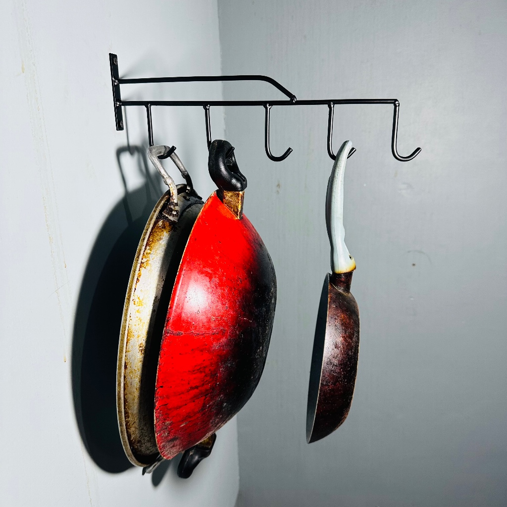 GANTUNGAN Strong, rust-proof iron wall-mounted pan and pan hanger rack ...
