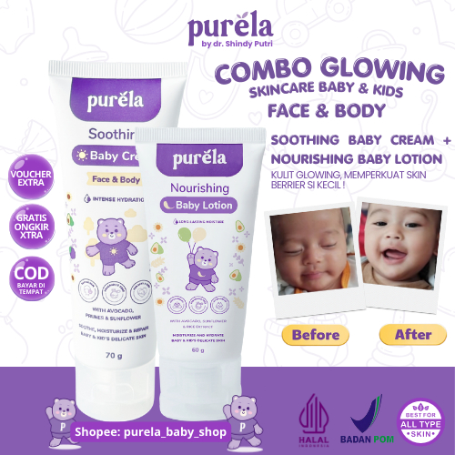 Purela Skincare Baby Face Cream + Boody Lotion Moisturizing Cream for ...